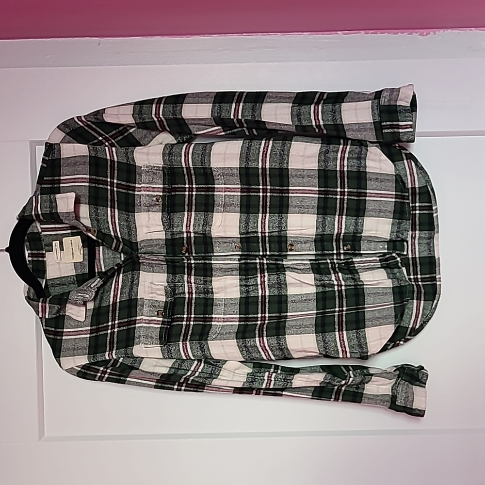 Green Plaid American Eagle Flannel